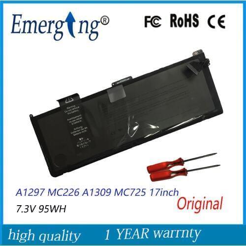 New 7.3v 95Wh Original Laptop Battery A1309 for APPLE MacBook Pro 17INCH 2009year A1279 MC226TA With Tools