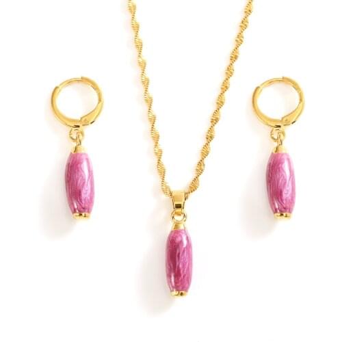 African Beads Jewelry Sets Pendant Necklaces Earrings Women Gold Color Round Ball Chains wedding party gifts PNG