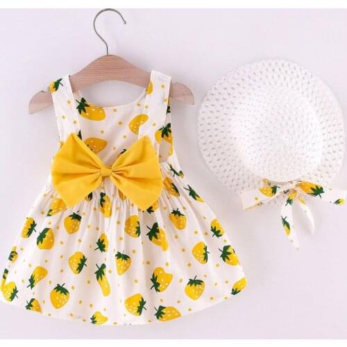 Toddler Girl Bowknot Princess Dress Clothes Set Baby Summer Beach Dresses Cute Bow Plaid Sleeveless Cotton Children Clothing New