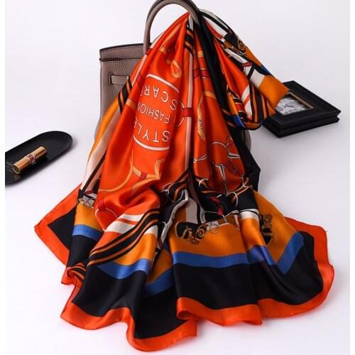 Women Silk Scarf Pashmina Hijab Shawls Beach Wraps 2021 Design Print Lady Spring Summer Hijab Scarves Bufanda