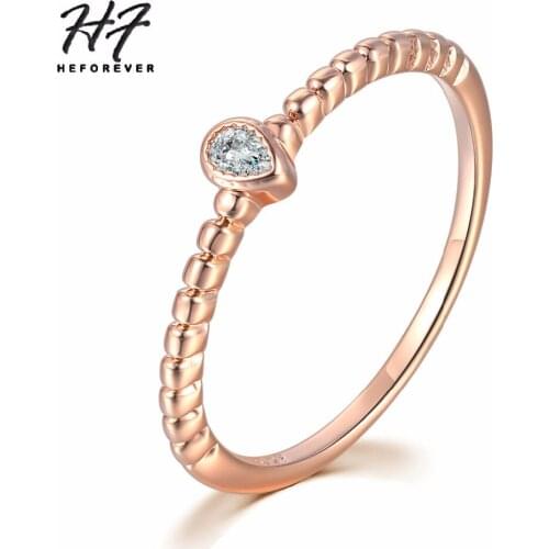 Simple Thin Crystal Rings For Women Dainty Ring AAA+CZ Rose White Gold Color Gift for Girls fashion Jewelry R421