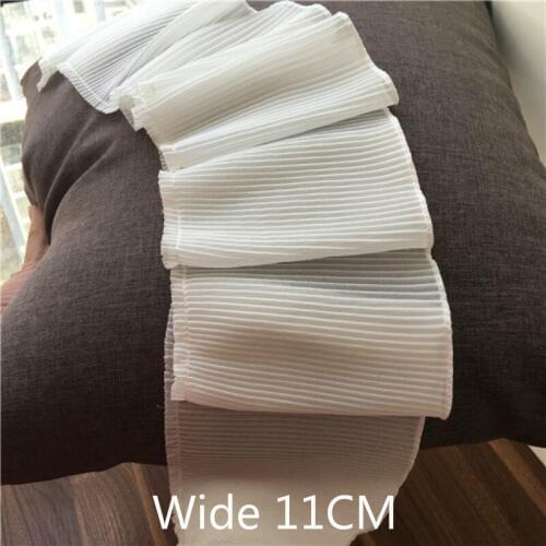 11CM Wide Luxury Organza Ruffle Trim Chiffon Lace Frabic Embroidered Guipure Ribbons Edge Collar For Sewing DIY Dress Appliques