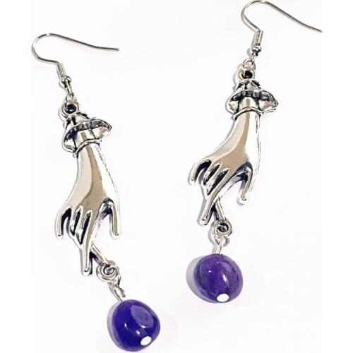 Victorian Style Earrings, Victorian Hands with Crystal Drops Witchy Jewelry