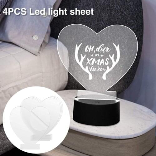 4pcs/pack Thickened Transparent Acrylic Plate LED Base Light Sheet Board Sign Romantic DIY Multi-Shape Artistic Display Party