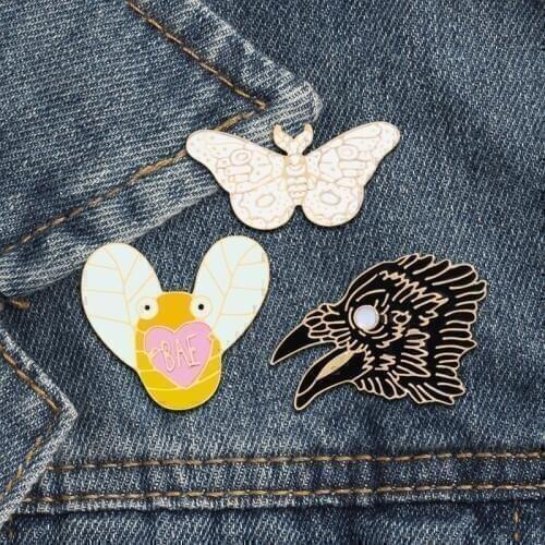 Cute Animal Brooch Creative Eagle Head Bee Butterfly Pattern Enamel Pin Brooch Child Backpack Badge Adult Jackets Collar Jewelry