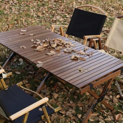 Zq Outdoor Folding Table Stall Portable Egg Roll Table Camping Barbecue round Picnic Table Solid Wood Table
