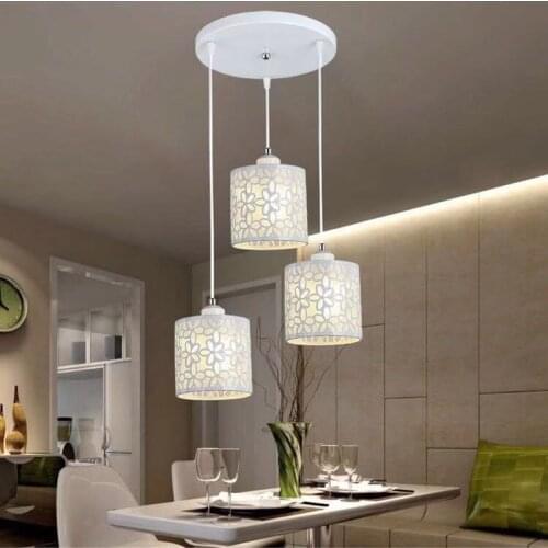 Modern fashion chandelier restaurant lamp Nordic flower iron hollow chandelier E27 decorative light ceiling lamp