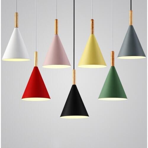 Modern hanging ceiling lamps E27 wood aluminum pendant lights, Home decor lighting lamp and Bar Showcase spot light ZM1017