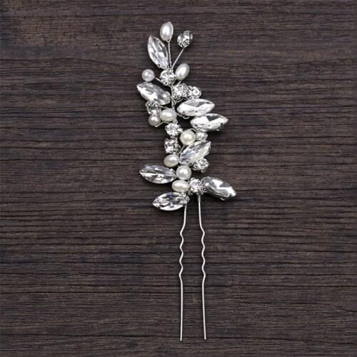 Bride Hairpins Rhinestone Pearl Women Jewelry Headwear Hair Decoration Wedding J60E