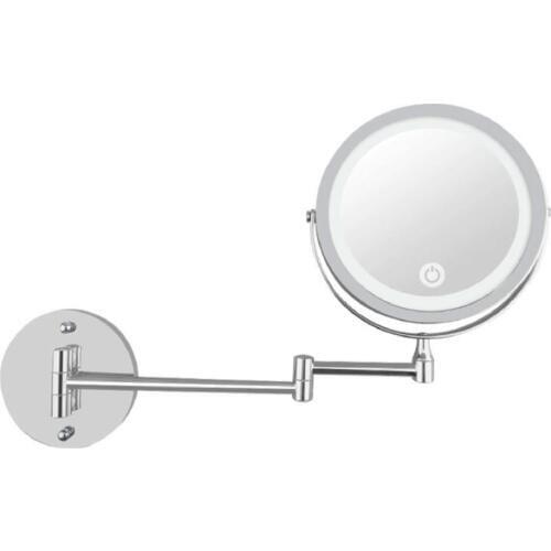 LED Make up Mirror With Light Silver Round Extending cosmetic mirror shaving bathroom 10 x Magnification Mirror Wall Mounted