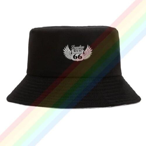 Vintage Emblem Route 66 With Wings Vector Summer Outdoor Cap Travel Beach Sun Hat Unisex Double Sides Wear