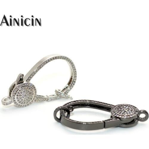 5pcs White K Gun Black Metal Color 23x40mm Lobster Clasp Rhinestone Crystal Setting Fashion DIY Jewelry Making Connectors