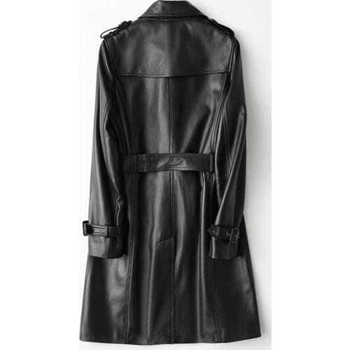 Real Leather Montone Jacket Women Genuine Leather Sheepskin Coat Female Spring Autumn Slim Double Breasted 2020 LWL1453