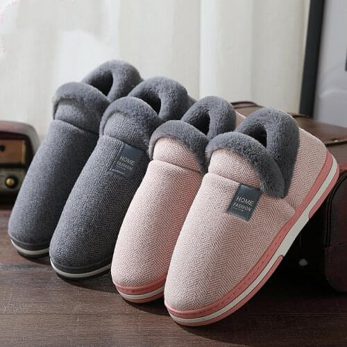 Winter Home Women Plush Warm Slippers Cotton Shoes Couples Indoor Fur Warm Non-slip Convenient Bedroom Slip-on Female Slippers