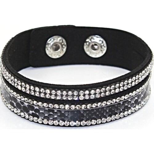 1 pc/lot Hot Sale Fashion Jewelry Crystal Rhinestone Leather Bracelet&bangle Flannelette bracelet For Women Free Shipping