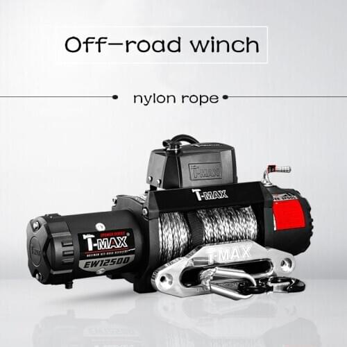12v 12500 pounds nylon rope winch for off-road winch With wireless remote control