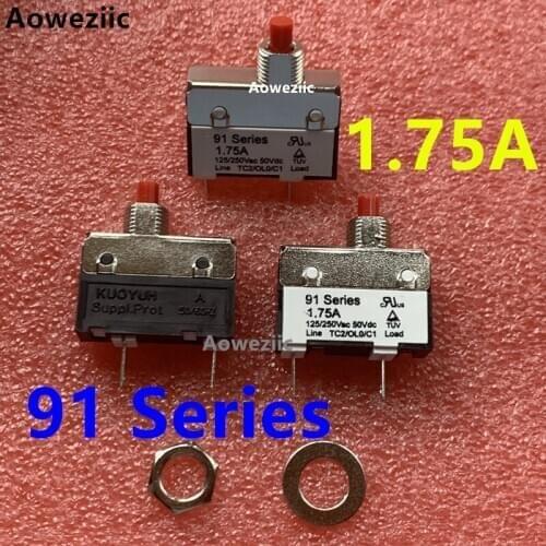 2Pcs 91 Series 1.75A 125V/250VAC 50VDC KUOYUH Overcurrent protector short circuit overload switch fuse Protection switch