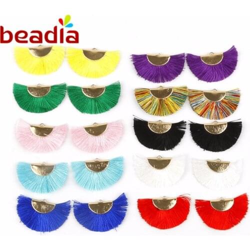 45x25mm Summer Collection Sector Rayon Tassel DIY Earring Charm Findings Accessories 2pcs Fit Girls Women Jewelry Making