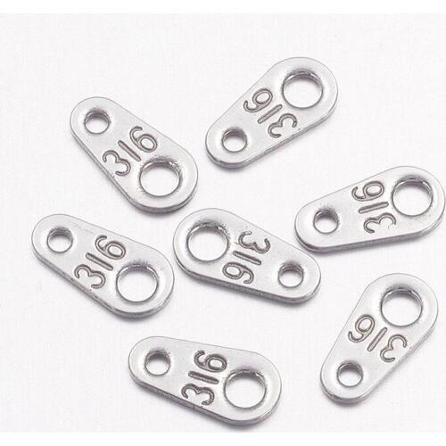 200pcs 304 Stainless Steel Chain Tabs End Tab Finding Tags For DIY Chain Ends Jewelry Findings 8x4mm hole: 1mm