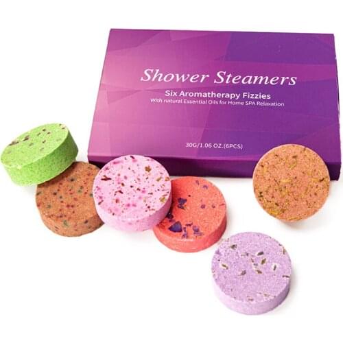 6PCS/Set Shower Steamers Gifts for Women and Men, Grapefruit, Rose Essential Oil Scented Aromatherapy Shower Bomb for Relaxation