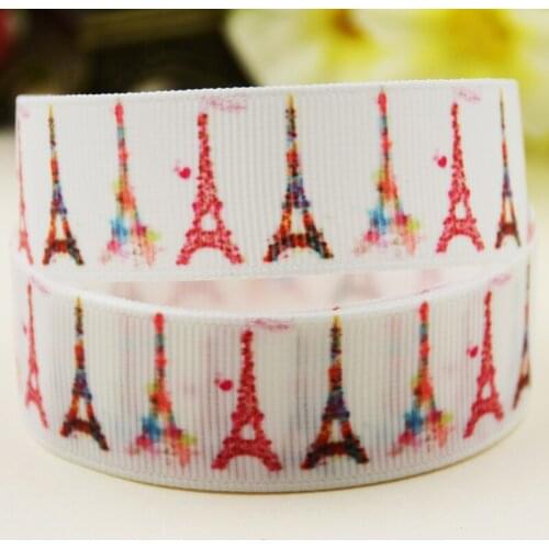 22mm 25mm 38mm 75mm the Eiffel Tower Cartoon printed Grosgrain Ribbon party decoration 10 Yards X-03086