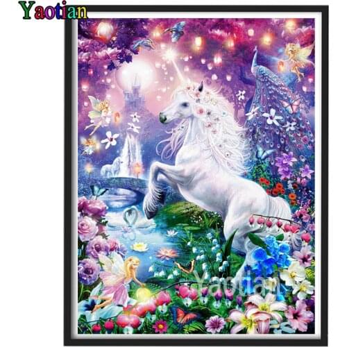 Diy 5D Diamond Painting Unicorn Christmas Tree Moonlight Night Snowy Landscape Diamond Embroidery Mosaic Rhinestone Decoration