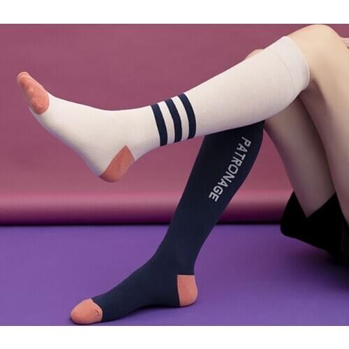 Autumn Winter AB Asymmetric Cotton Stripe Harajuku Street Strange Funny Fashion Woman INS College Cosplay Knee Socks Stockings