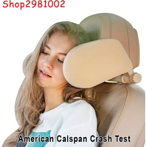 Car Seat Headrest Pillow Travel Rest Neck Pillow Support for Kids Pillow and Adults Auto Seat Head Cushion Car Pillow PU Leather