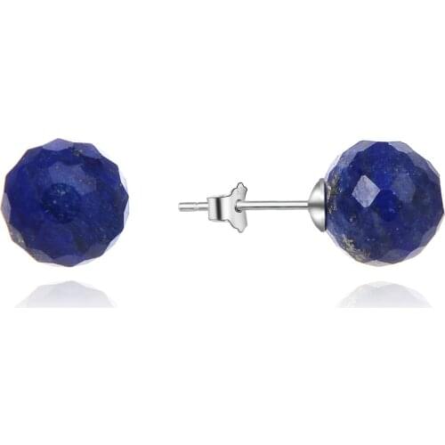 Beritafon 925 Sterling Silver Lapis Gemstones Stud Earring for Women or Girls