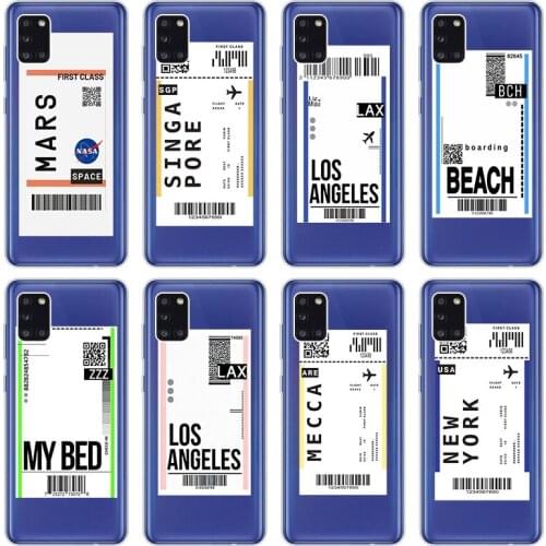 World City Travel Ticket Label Case for Samsung Galaxy A02S A10S A11 A12 A20S A20E A21S A22 A30 A31 A32 A01 Core Silicone Cover