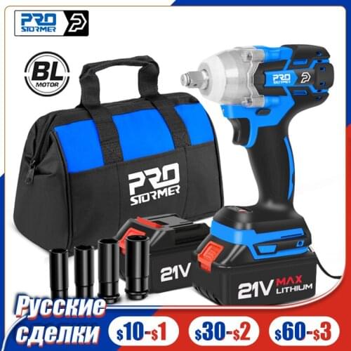 Brushless 21V Electric Wrench Cordless Screwdriver Impact Drill 320NM Tool Bag Variable Speed Rechargeable Drill By PROSTORMER