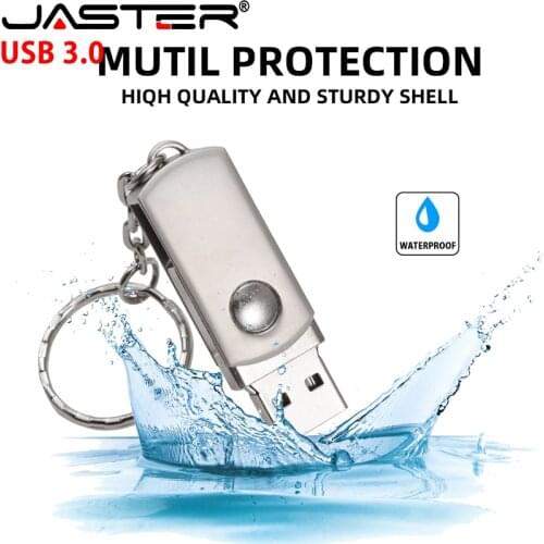 JASTER Stainless Steel USB 3.0 Pen Drive 128GB USB Flash Drive 16GB 32GB 64GB Pendrive USB Stick with Keychain Flash Drive