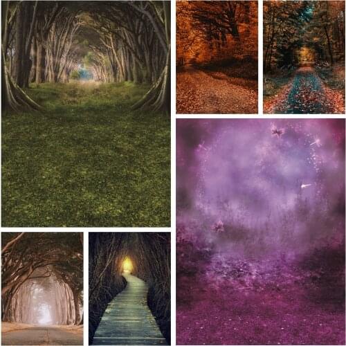 Yeele Path Scenery Backgrounds For Photography Fairytale Maple Leaves Forest Road Baby Newborn Portrait Photo Backdrop Photocall