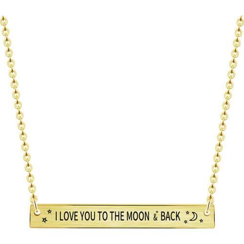 I LOVE YOU TO THE MOON AND BACK Necklaces Simple Bar Pendant Promise Jewelry 2017 Collier Femme Choker Honeymoon Gifts Rose Gold