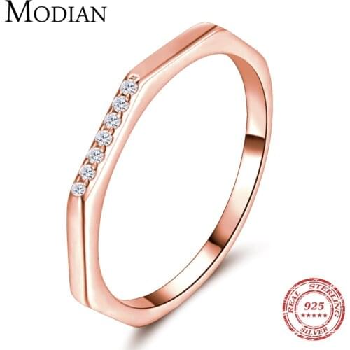 Modian Real 925 Sterling Silver Exquisite Hexagon Fashion Finger Ring Classic Stackable Rings For Women Fine Anniversary Jewelry
