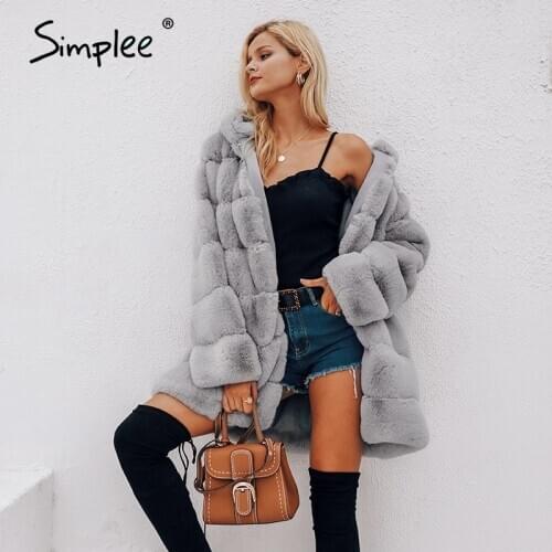 Simplee Elegant autumn winter female fur 2020 Causal pocket solid long sleeve fur jacket High street fashion women outwear