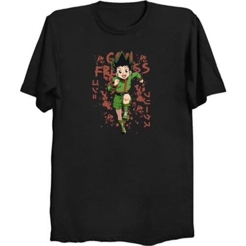 HXH GON EYES T-shirt Homme Pure Cotton Hunter x Hunter Tee Shirts Round Neck Short Sleeve Japanese Manga Anime men TShirt