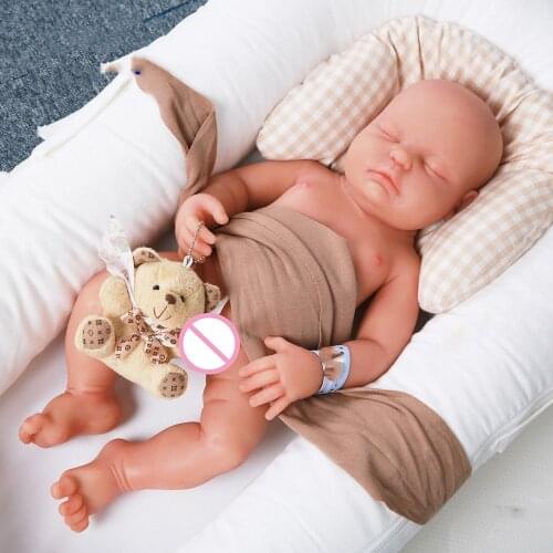 18'' Full Body Soft Silicone Realistic Doll Eyes Closed Reborn Baby BOY Silicone Reborn Baby Dolls
