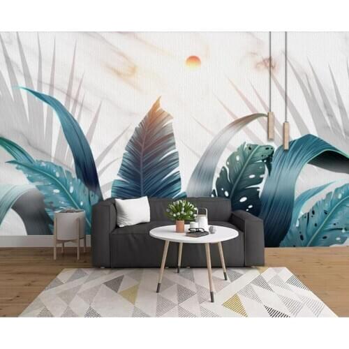 Bacal Northern Europe contemporary and contracted hand - painted modern flowers wallpaper sofa setting wall decorates 3D murals