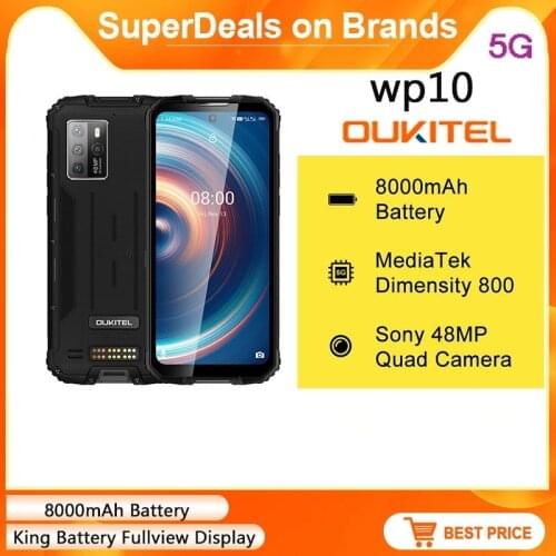 OUKITEL WP10 5G Rugged SmartPhone Global Version 48MP Quad Camera 8GB+128GB 8000mAh 6.67‘’ FHD FullScree NFCree NFC Mobile Phone