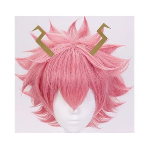 My Hero Academia Mina Ashido Pink Wig With Headwear Cosplay Costume Boku no Hero Academia Heat Resistant Synthetic Hair Wigs