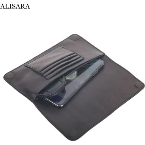 Alisara Simple Clutch Bag Men First Layer Cow Leather Top End Quality Male Cell Phone Slim Wallet Casual Credit Card Long Purse