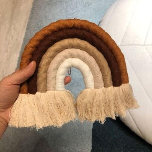 Macrame Rainbow Wall Decor for Bedroom Nursery Baby Kids Rooms Colorful Tapestry Rope Woven Tassel Wall Hanging S19 20 Dropship