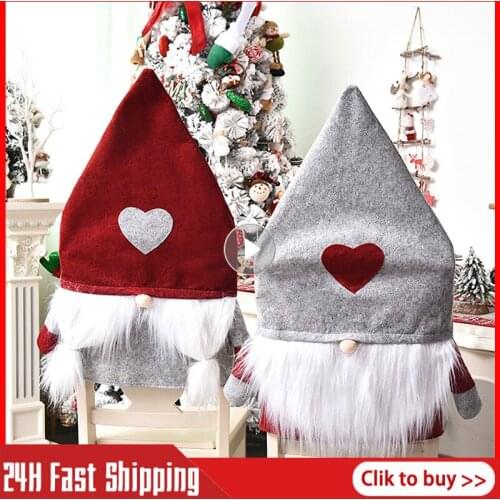 Christmas Decoration Chair Back Elastic Stretch Cover Santa Clause Holiday Party Decor Dining Kitchen Chair Cover Home Textile