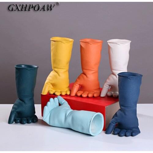 Hand Model Macaron Ceramics Vase Hand Made Hand-shaped Design Art Hydroponics Flower Arrangement Vases Ornaments Home Decoration