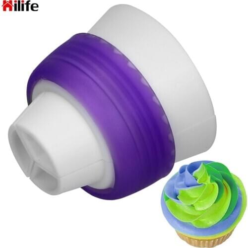 Piping Nozzles Ring Cookies Mold Cake Decoration Kitchen Tools Pastry Nozzles Cooking Tools Gadgets Tricolor Converter