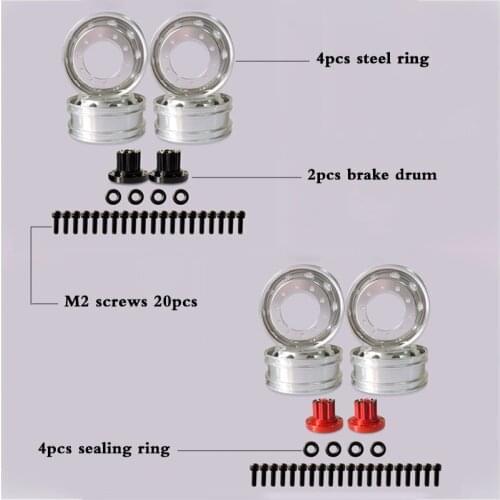 Simulated Metal Rear Narrow Wheel for 1/14 Tamiya RC Truck Trailer Tipper Scania MAN Benz Actros Volvo Car Diy Parts