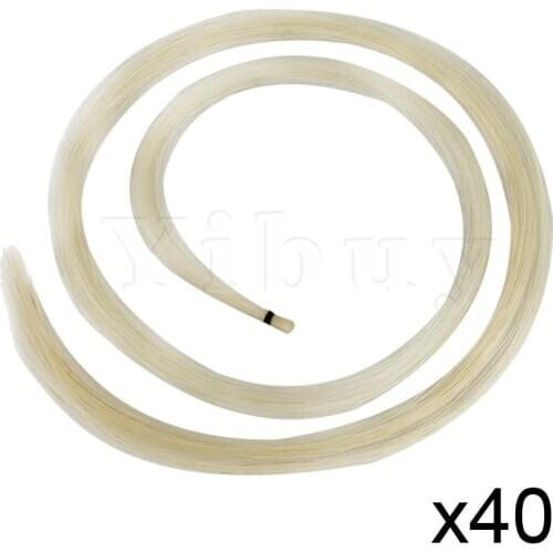 Yibuy 40 Hank 32inch Violin Bow Hair Horse Hair White Instruments Spare Parts