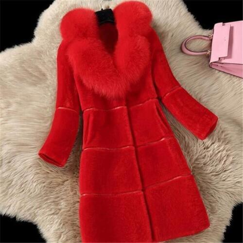 New Imitation Fur One Wool Stitching Women Outerwear Medium Length Overcoat Faux Fox Fur Collar Elegant Fashion Coat Women Coat