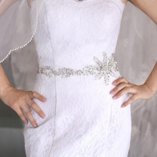 ZMSH242 Luxury Silver Crystal Formal Dress Wedding Dress Belt Women Waist Band Belt with Rhinestones Brides Accessories Sash